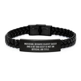 Funny Musician Gifts for Men, Classy Sassy And A Bit Fearlessy Interlaced Leather Bracelet, Christmas Unique Gifts from Friends - Image 1